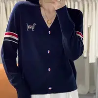 早秋彩色V领开衫绣花开衫拼2025韩版开衫刺绣休闲爆款针织衫上衣