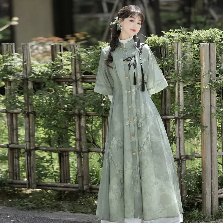 【燕翎】汉服女装中国风汉元素长袖连衣裙短袖连衣裙套装秋冬日常