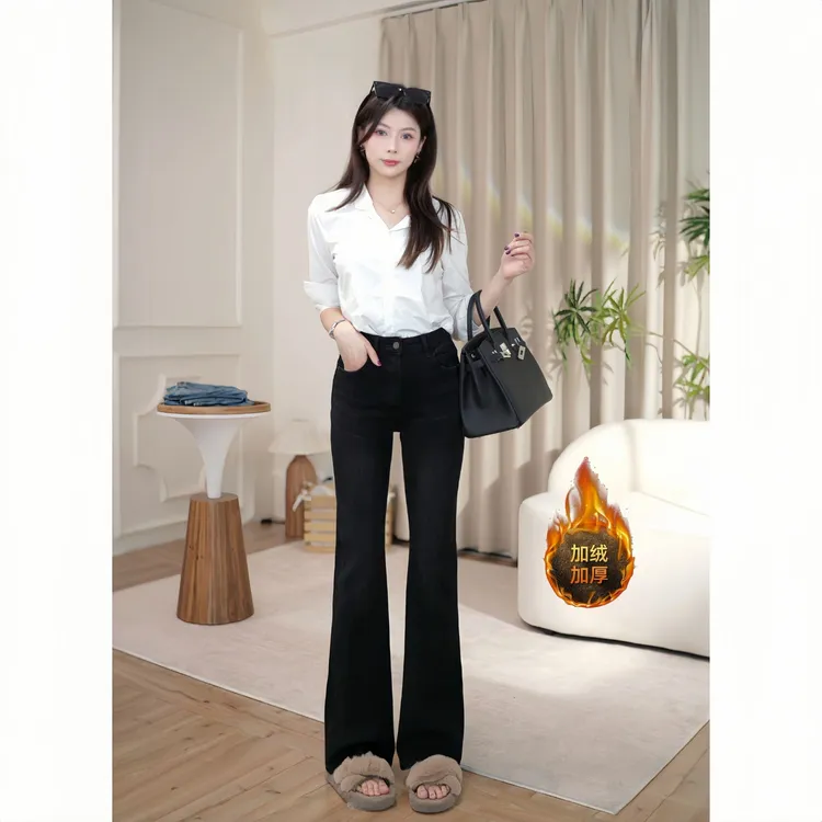 牛仔小夫妇【星耀灰黑-小微喇】秋冬上新-大牌四面弹不掉色黑灰牛仔