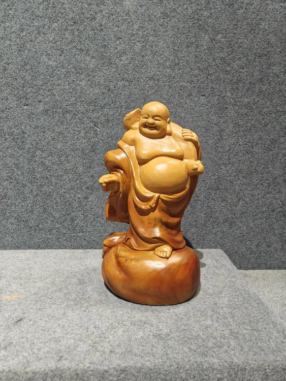 实木雕刻招财工艺品大肚笑佛