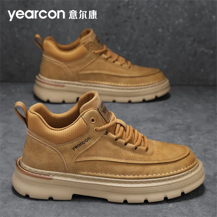 意尔康男鞋秋季2025新款爆款男士防滑厚底增高马丁靴百搭休闲皮鞋