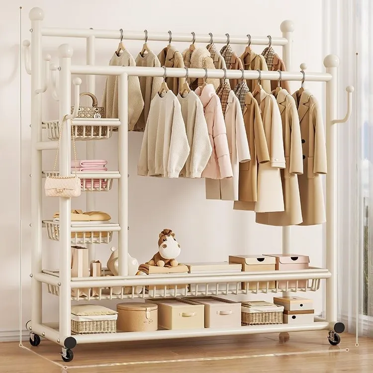 巨粗32管挂衣架落地卧室家用房间室内双杆晾晒衣服架子移动衣帽架