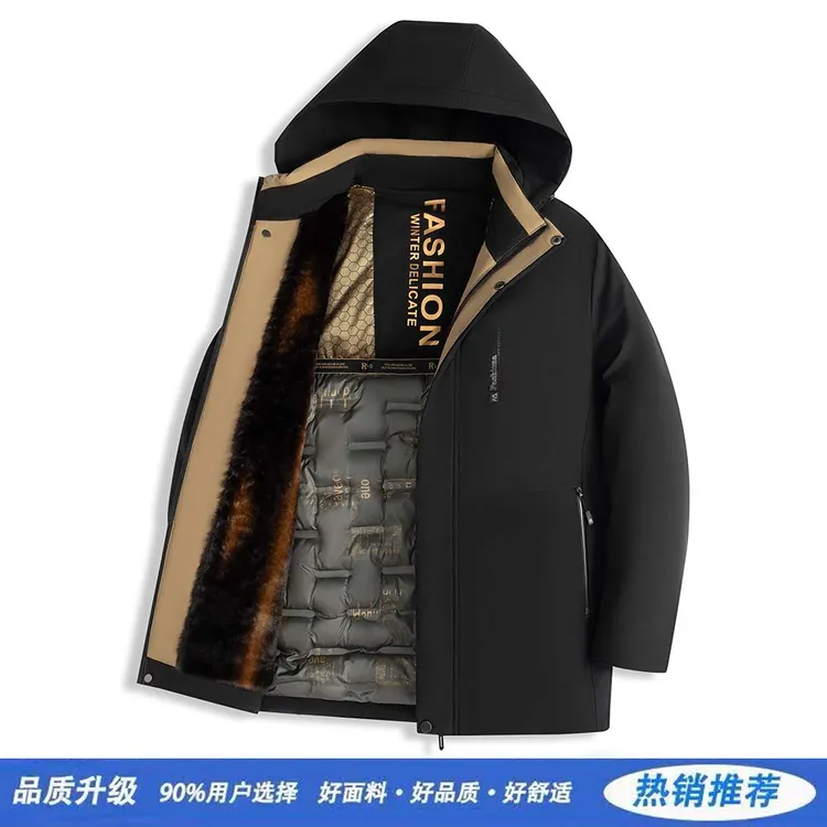 2025新款棉衣男冬季连帽可拆卸极寒羽绒棉服宽松加厚保暖外套棉袄