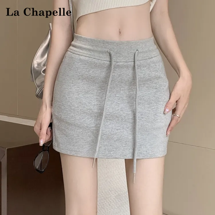 La Chapelle/无货抽绳运动短裙夏少女运动感包臀A字半身裙