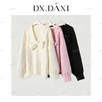DX.DAXI【蝴蝶结】新款秋冬中长款针织毛衫温柔气质毛衣女2025