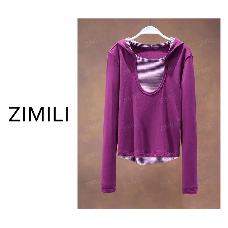 【亮哥欧货女装】冬季热感天丝《葡萄》紫色高弹显瘦打底上衣6237-E8