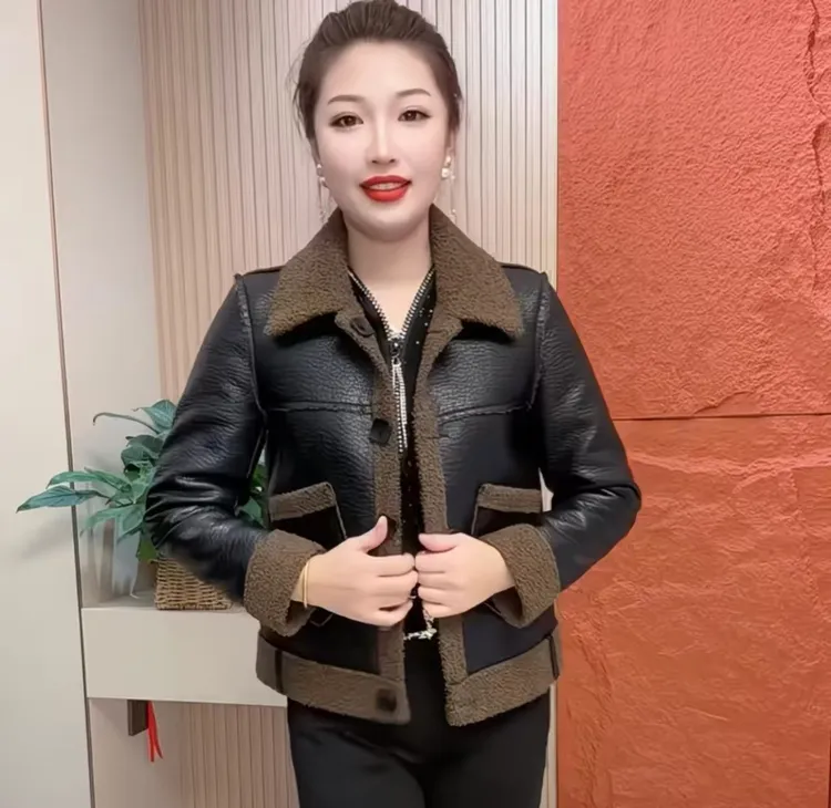 双面穿气质高档时尚皮毛一体外套女秋冬新款宽松显瘦洋气减龄上衣