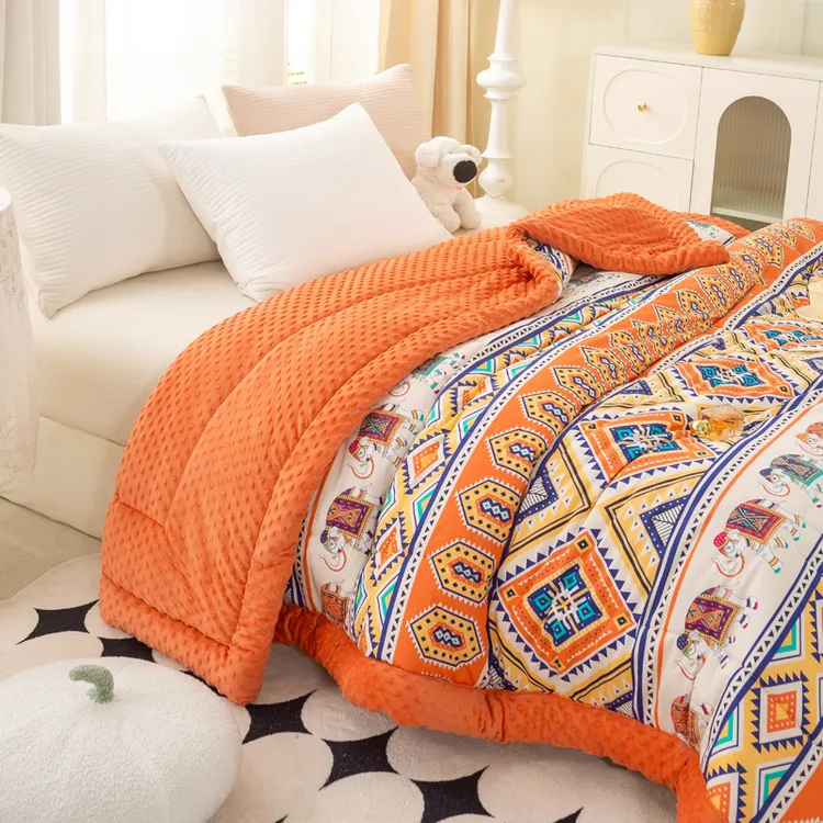 富安娜全棉大豆纤维豆豆被春秋季冬被加厚保暖成人春秋被四季通用