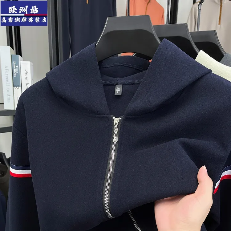 正品Tommy汤米男士卫衣连帽秋季新款时尚拉链开衫运动休闲外套男