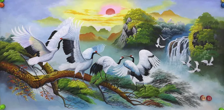 精品鹤四尺装饰画  尺寸68厘米✘138厘米挂画