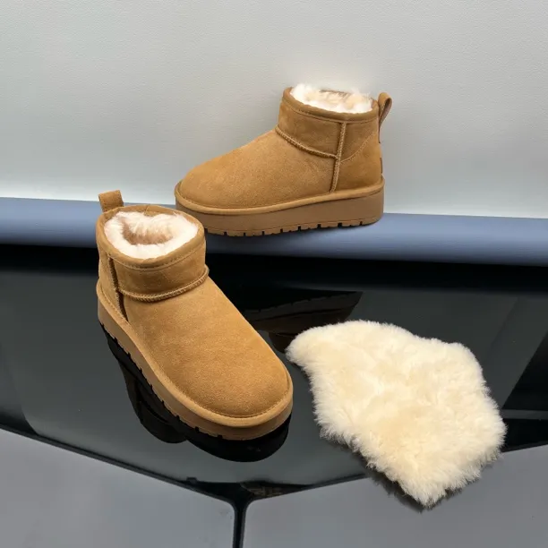 时尚雪地靴防滑女款薄底雪地靴成人短筒保暖冬季