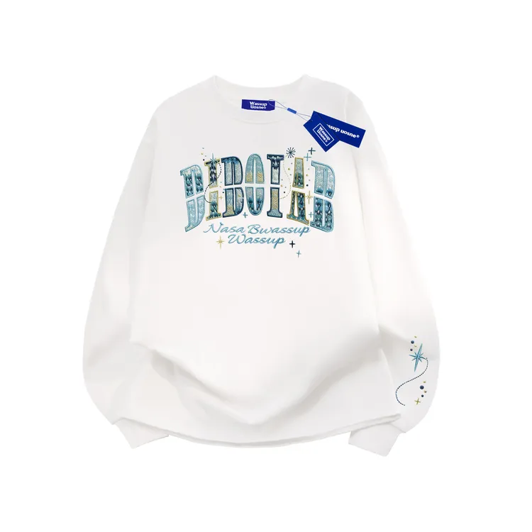 纯棉刺绣字母长袖t恤男女款2026新款春秋季青少年打底衫秋衣上衣