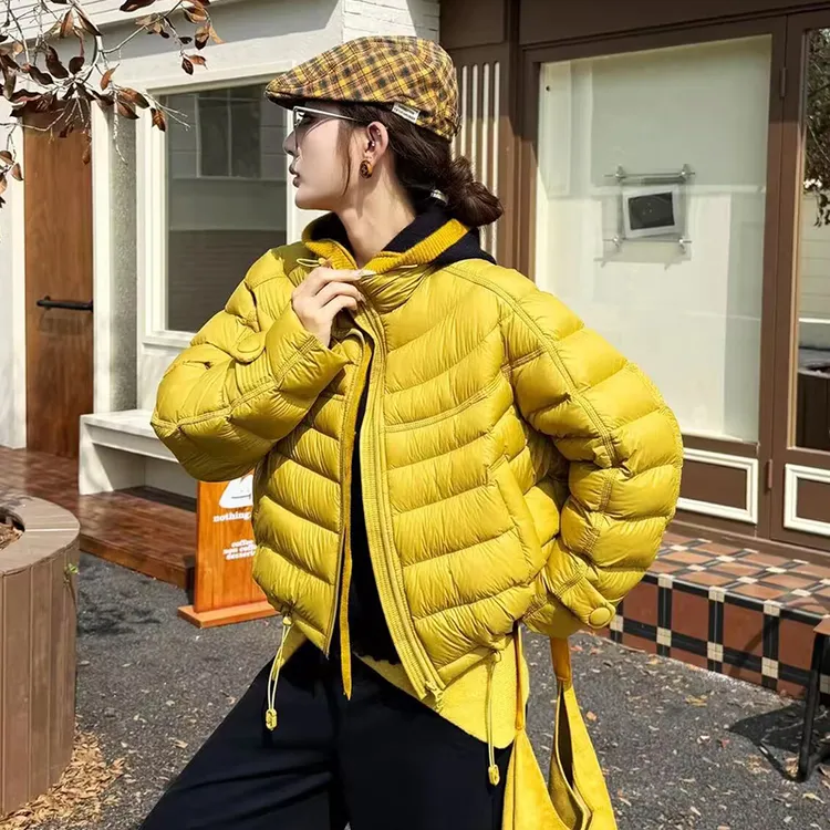 短款立领韩版轻薄90白鸭绒宽松小个子休闲羽绒服女外套2025冬季新