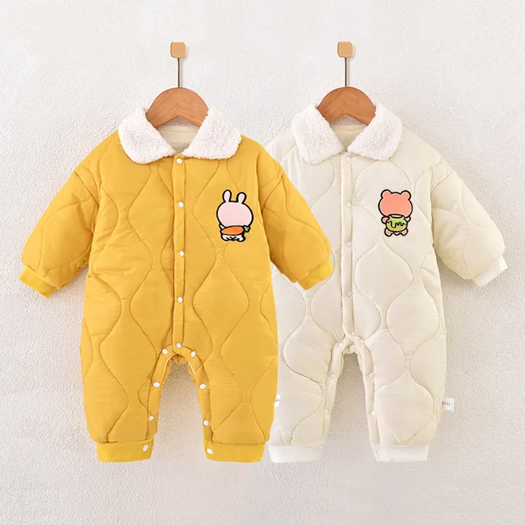 【商场同款】儿童冬季宝宝加厚新生儿爬行服哈衣婴儿连体舒绒棉衣