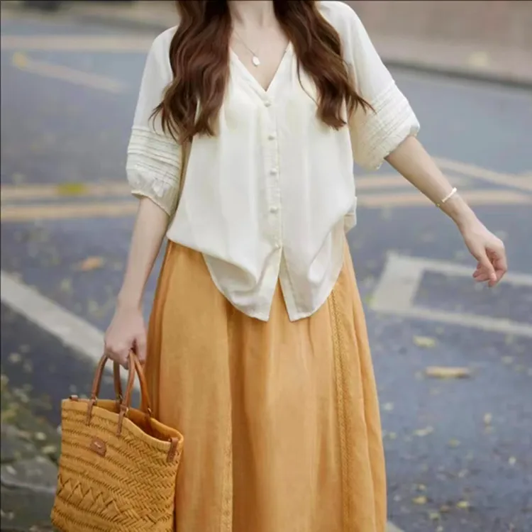 大码女装300斤胖MM时尚休闲出游穿搭盐系减龄上衣半身裙套装109