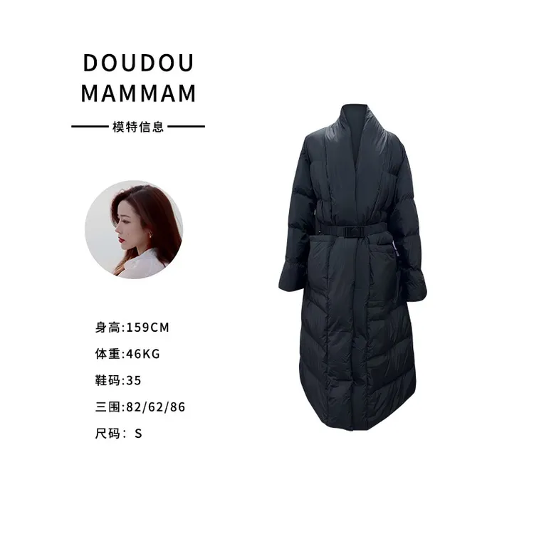 收腰秋冬女士半开鸭绒外套加厚保暖设计师羽绒服