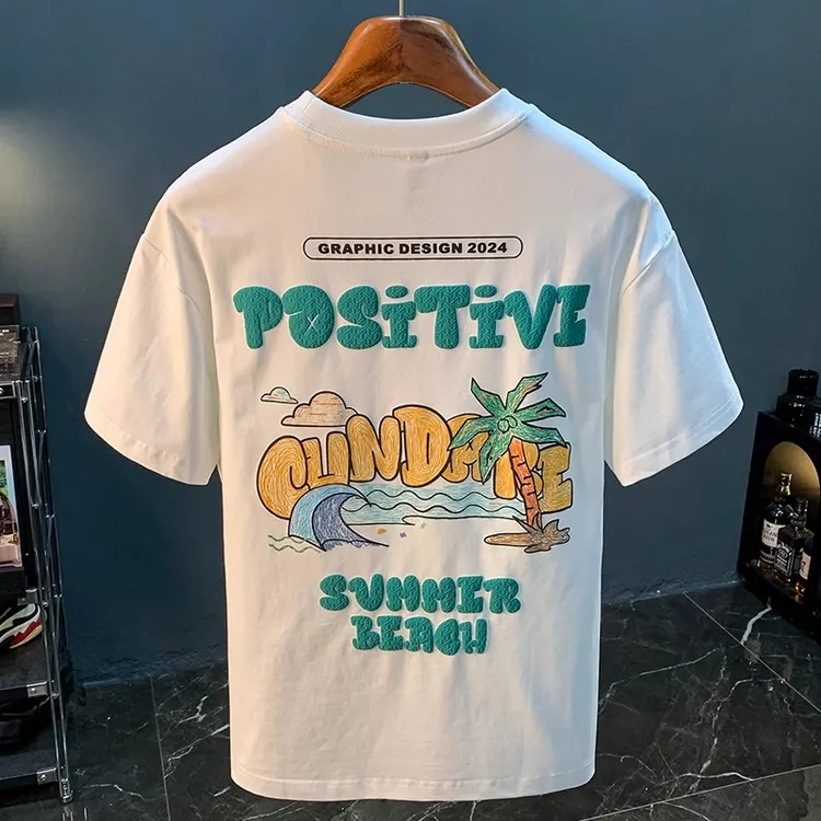 U&PURA薄款T恤男士夏季潮牌新款印花半截袖衣服吸汗透气短袖t恤