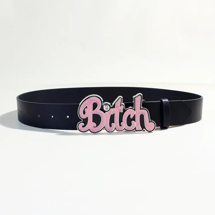 新款潮流时尚朋克风宽腰带个性女牛仔裤通用玫红色皮带女现货批发