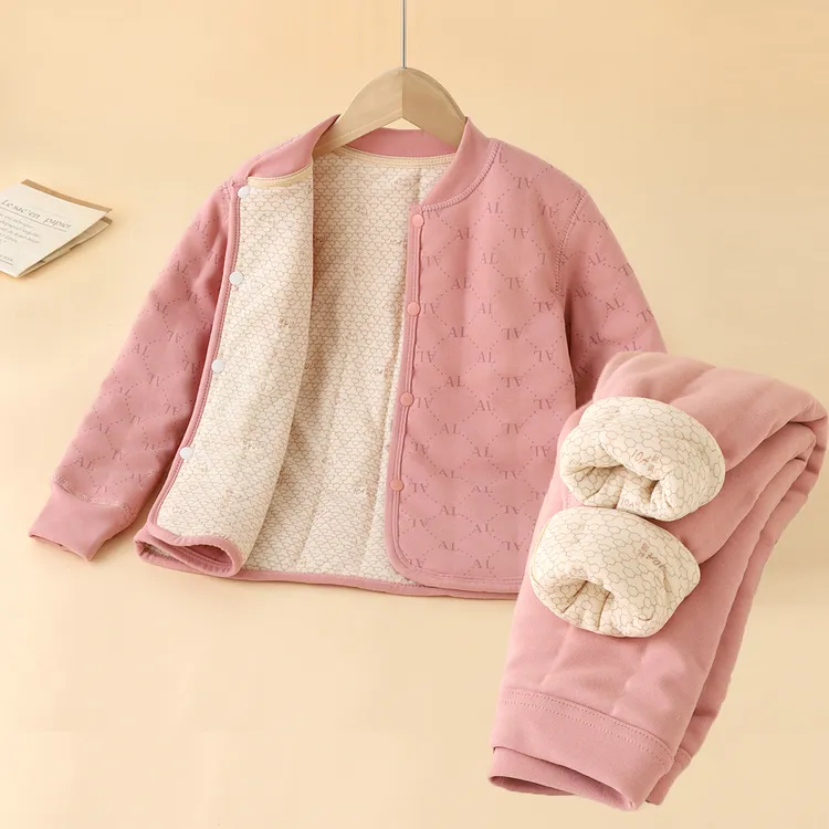 保暖棉服运动棉袄极简风男童立领冬装暗花男女童加厚时尚校服神器