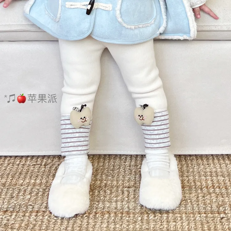 【鱼子酱】无骨D25143K加绒拼接打底裤中小童女童童装