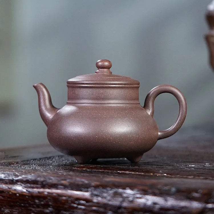 宜兴原矿紫砂泥天青泥三足炉鼎纯手工手制茶壶泡茶专用送礼茶具