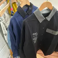 【美琪优选】拼色刺绣女士翻领长袖衬衫 女衬衫 
