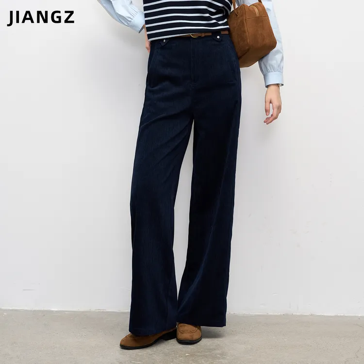 江洲【星空】秋季新款莱赛尔星空丝光绒垂感亲肤柔软高腰阔腿休闲裤