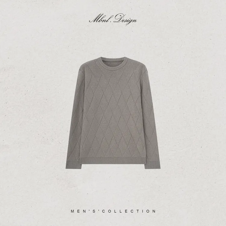 MBNL-F「Argyle Echo」秦磊男装羊毛混纺粗纺纱线毛衫LL-WSY1150