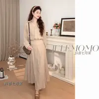 法式早秋穿搭套装长裙简单大方高级感长袖衬衫连衣裙6962