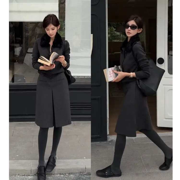 超火一整套2025秋冬新款时尚一整套法式高级感上衣裙子两件套