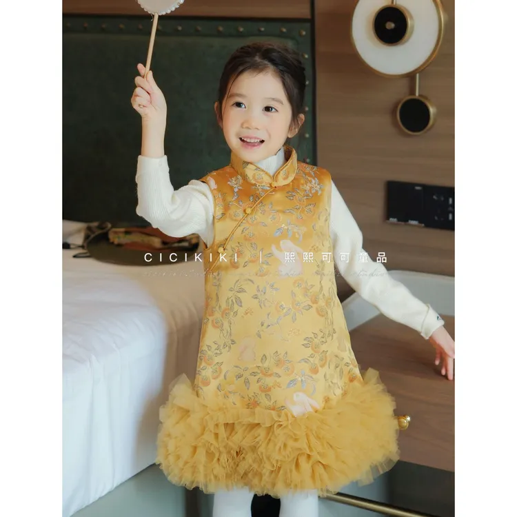 【熙熙可可】2025儿童时尚洋气国风中式汉服拜年服背心裙BXQ2567
