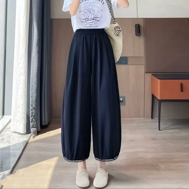 2025夏季新品时尚百搭款潮流纯色九分裙裤休闲显瘦洋气女士裤8039