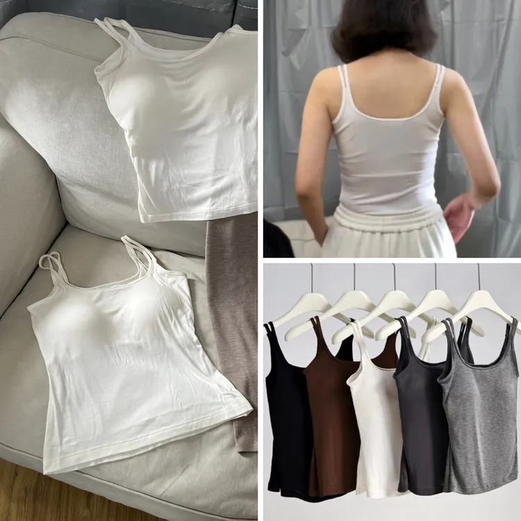 带Bra一体胸垫背心女薄款修身显瘦内搭打底吊带衫
