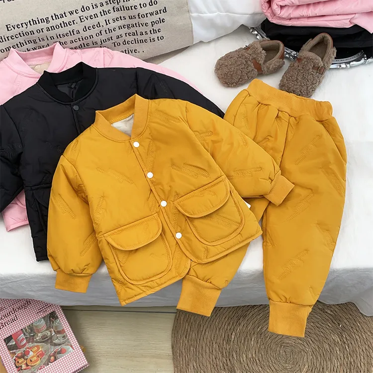 儿童棉服两件套秋冬款男女童加厚棉衣棉裤外穿中小童保暖夹棉套装