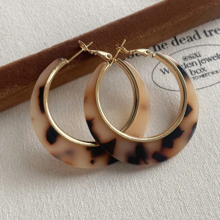 铜合金耳饰 s925银针豹纹耳圈耳环气质高级圈圈耳饰秋冬耳环