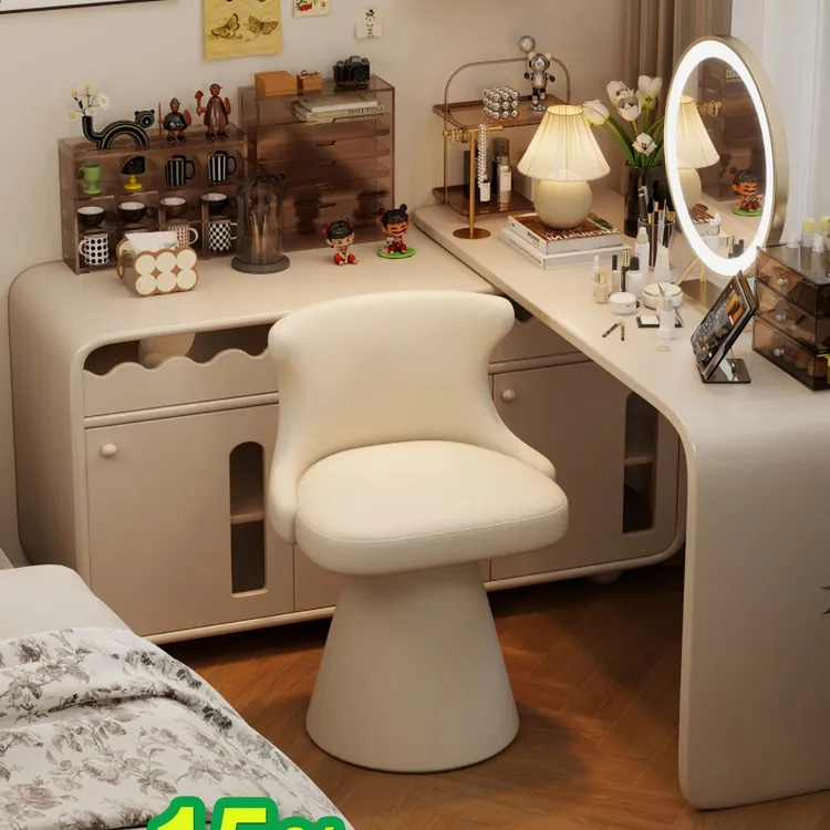 化妆凳女生卧室衣帽间高级感梳妆台椅子可旋转轻奢网红意式靠背椅