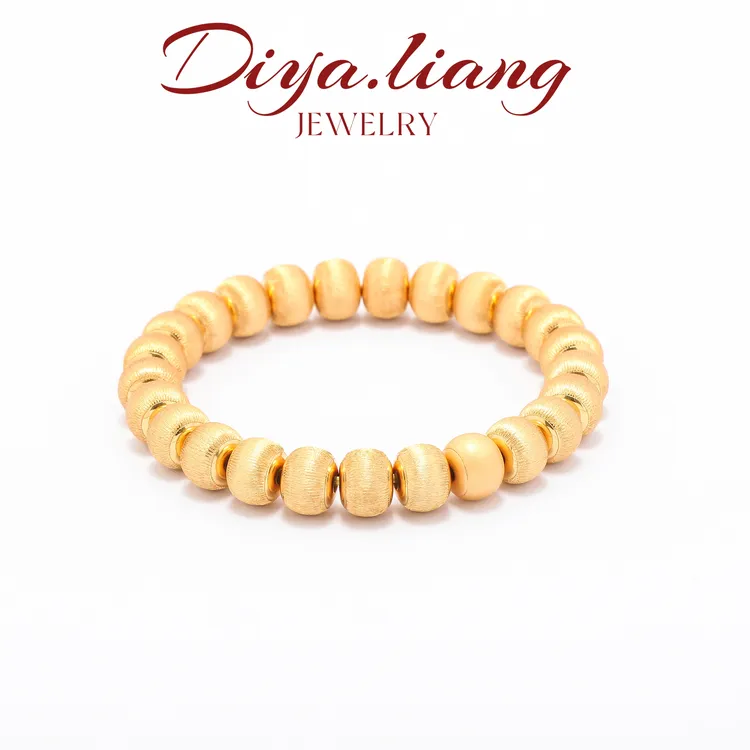 925银手链 梁雅帝新品【传承菩提】苹果珠筒柱高克重气质纯银手链