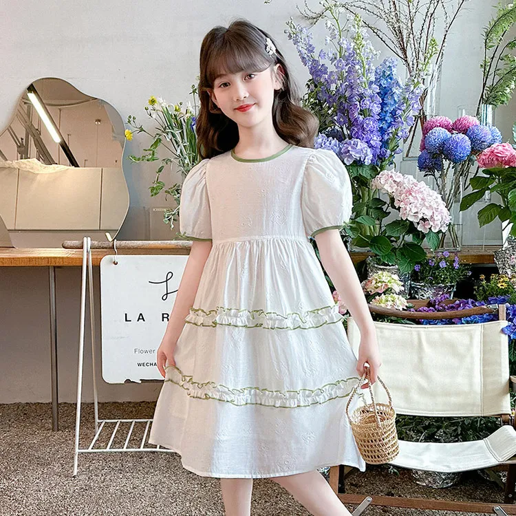 夏装童装宝宝公主辣妹风花朵连衣裙女童日常短袖中腰碎花透气裙子