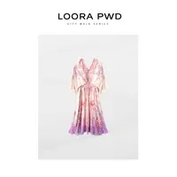 LOORAPWD/罗拉密码【100真丝】莫奈花境渐变花卉连衣裙25CJBC0033N