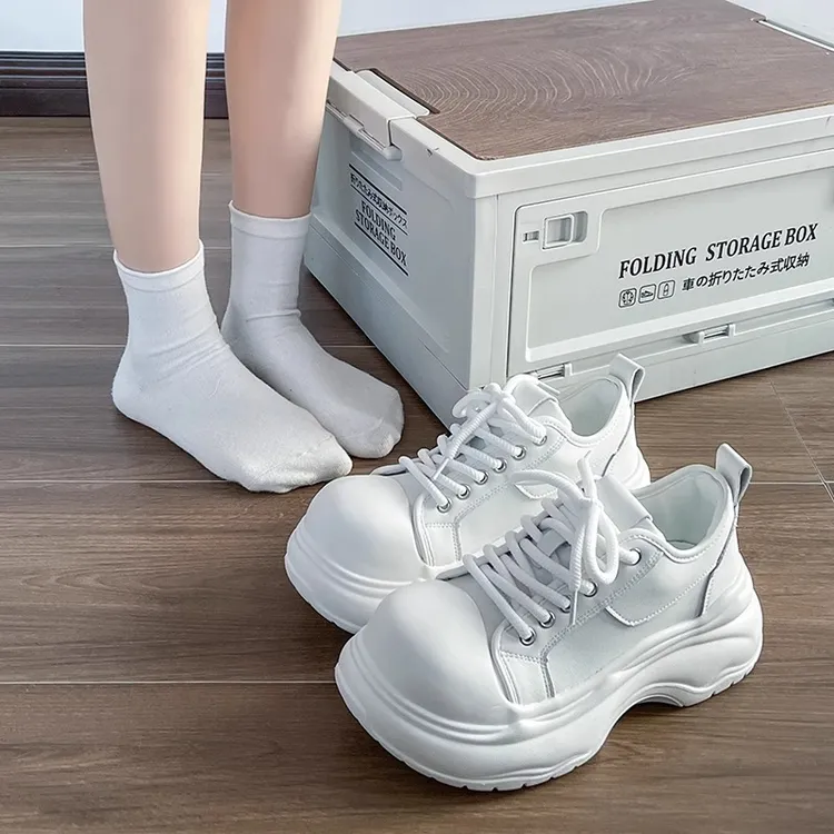 丑萌大头小白鞋女2025春秋季新款爆款百搭厚底增高休闲运动面包鞋