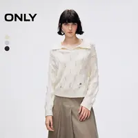 ONLY2025秋季新款老钱风polo立体绞花镂空慵懒针织衫女|125413018