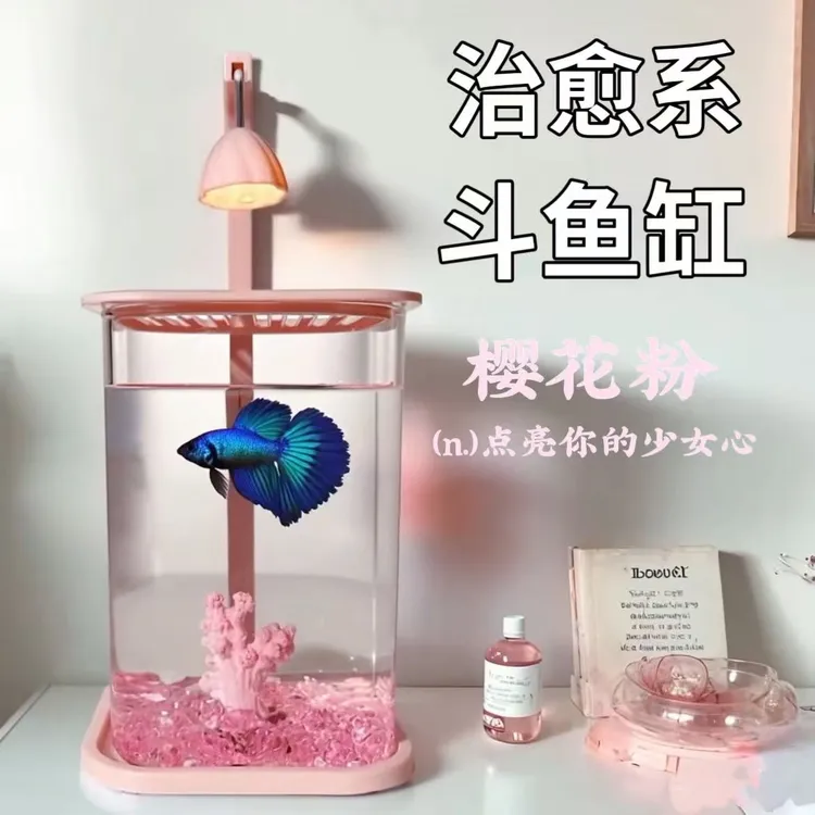 装饰造景玻璃小鱼缸冰晶石桌面创意生态斗鱼珍珠鱼缸家用小型