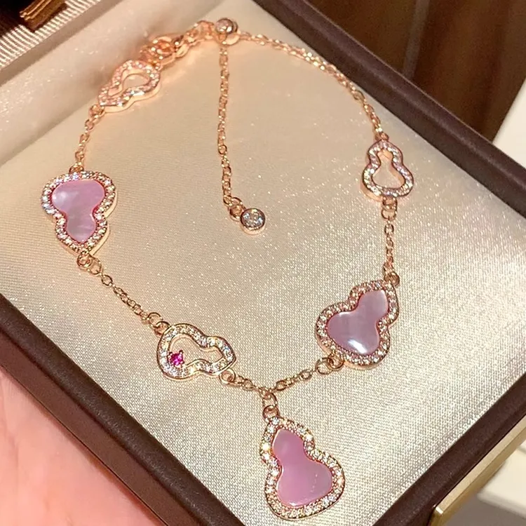 钛钢手链 福禄连连~粉色葫芦手链女款轻奢小众精致手饰品2025新款