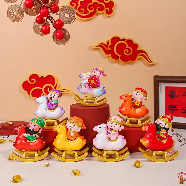 摇摇财神马上到盲盒创意五路财神爷摆件财神殿文创伴手礼桌面摆件