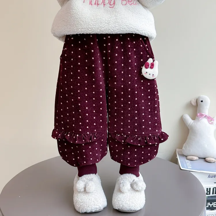 女童一体绒裤子秋冬2025新款洋气女宝加绒加厚卫裤儿童时髦休闲裤