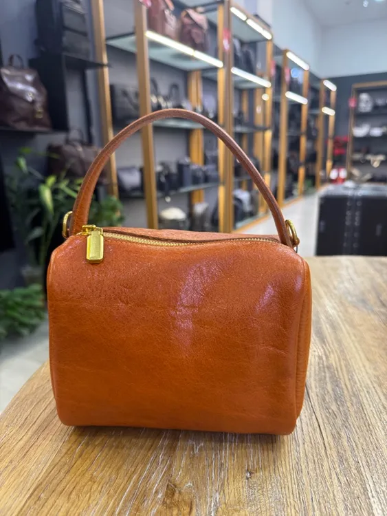 新款复古真皮百搭小众棕色手提小包牛皮单肩时尚波士顿包女简约