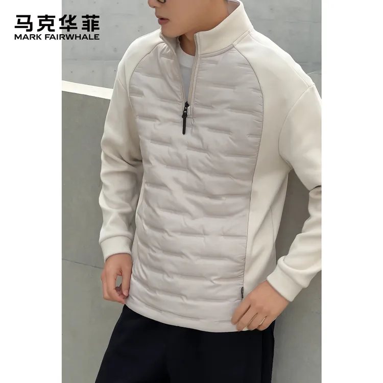 马克华菲男卫衣半拉链立领冬季加绒加厚排骨夹克外套2025新款