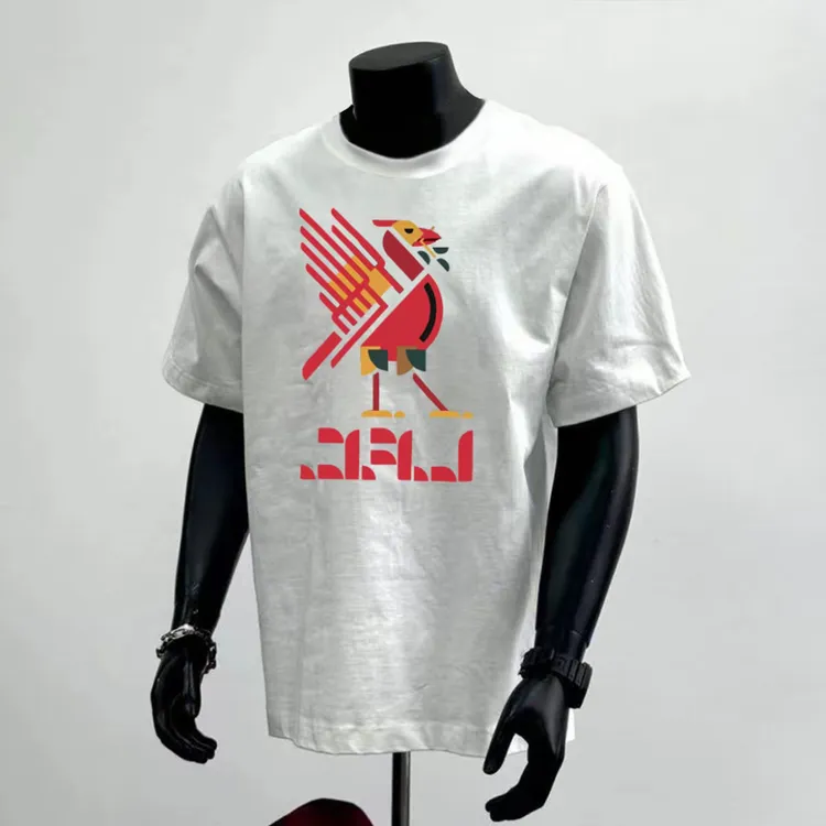 印花短袖宽松型夏季日常T恤运动休闲高街穿搭男士白色纯棉时尚