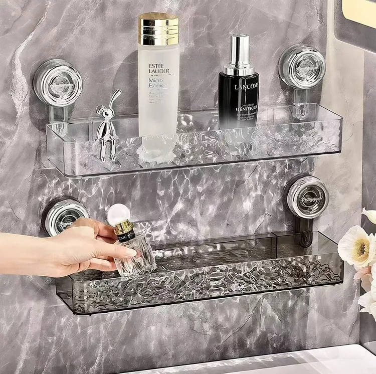 吸盘转角卫生间置物架免打孔浴室收纳架洗漱台墙上壁挂三脚架