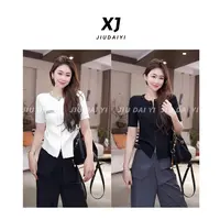 玖黛衣【闪钻女主】新款圆领纯色时尚百搭休闲显瘦T恤 XSJ40797